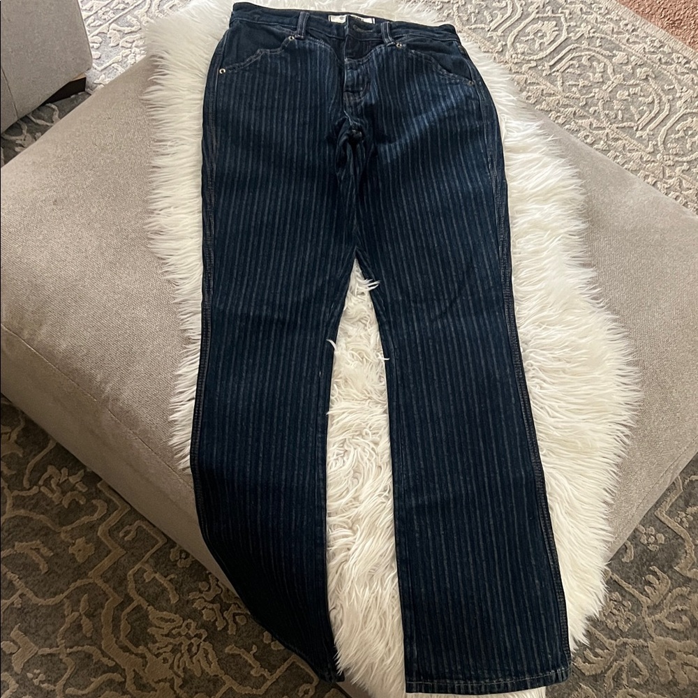High Rise Striped Jeans western yolk front. (Never worn)